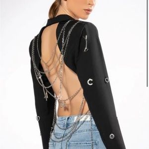 ISO Akira I Put A Spell on You Open Back Charm Blazer in Black